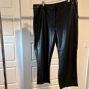 7 For All Mankind Black Faux Leather Wide leg Cropped